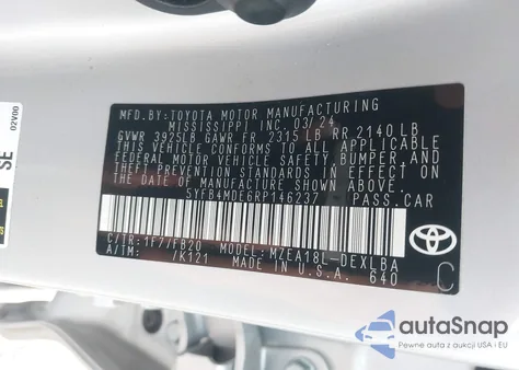 2024 Toyota Corolla Le z USA, uszkodzony, nr VIN 5YFB4MDE6RP146237